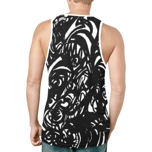Black and White Abstract Graffiti New All Over Print Tank Top for Men (Model T46)