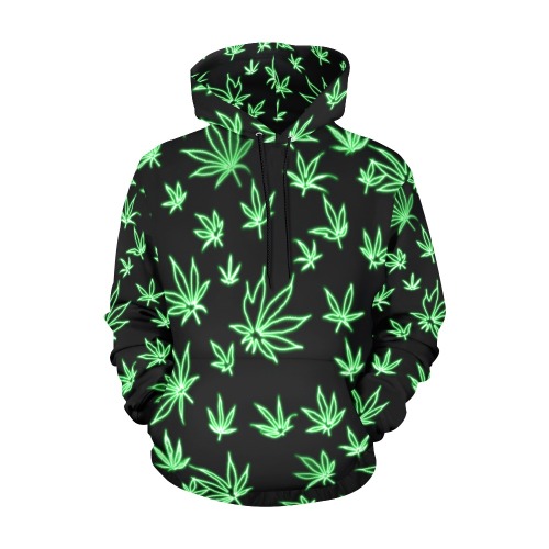 Neon Green Pot All Over Print Hoodie for Men (USA Size) (Model H13)