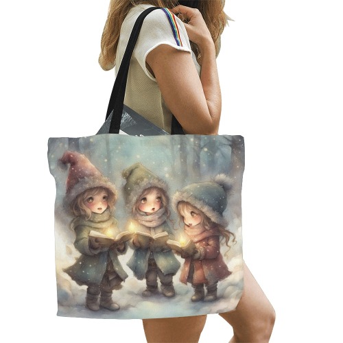 Christmas Carolers All Over Print Canvas Tote Bag/Large (Model 1699)