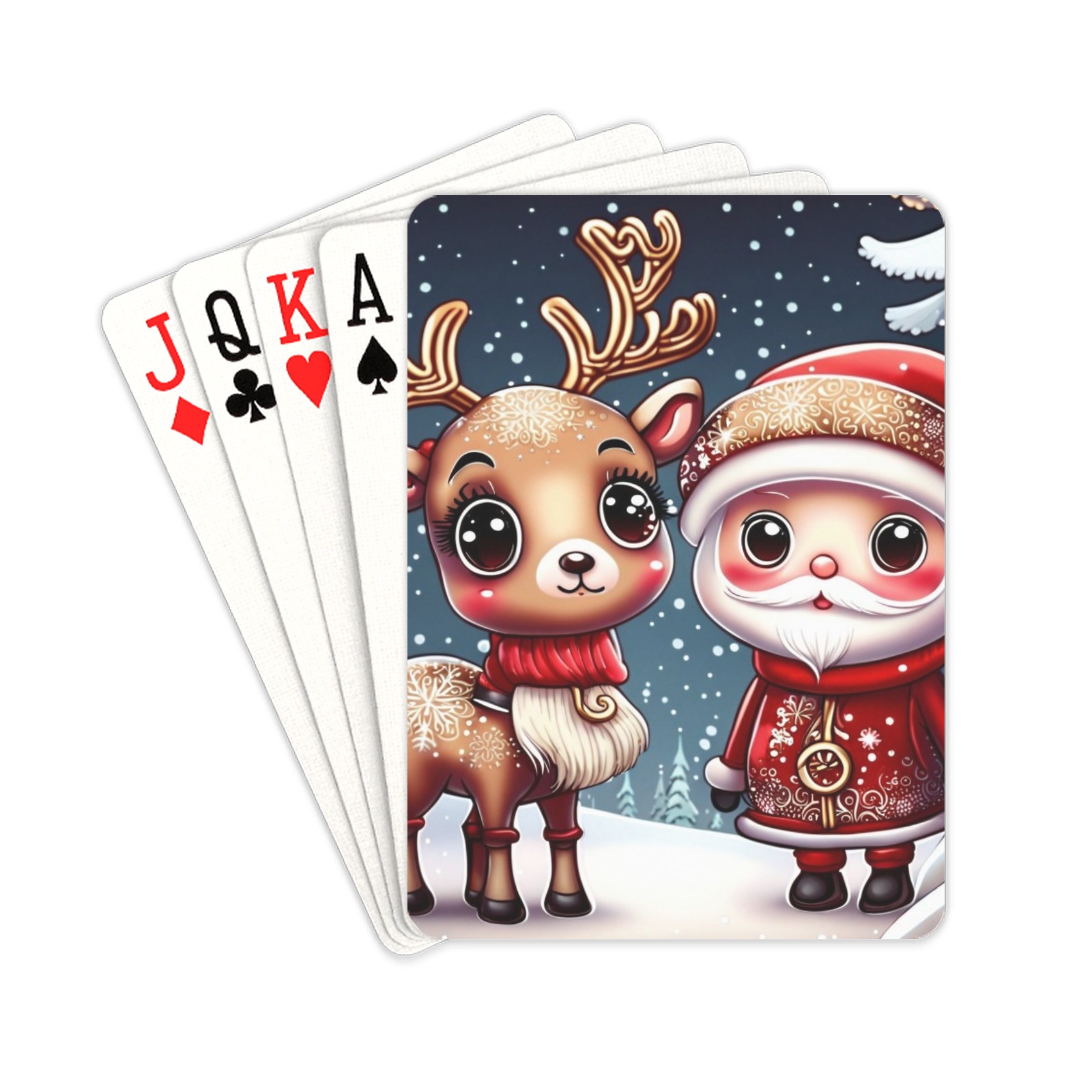 Santa and Reindeer Playing Cards 2.5"x3.5"