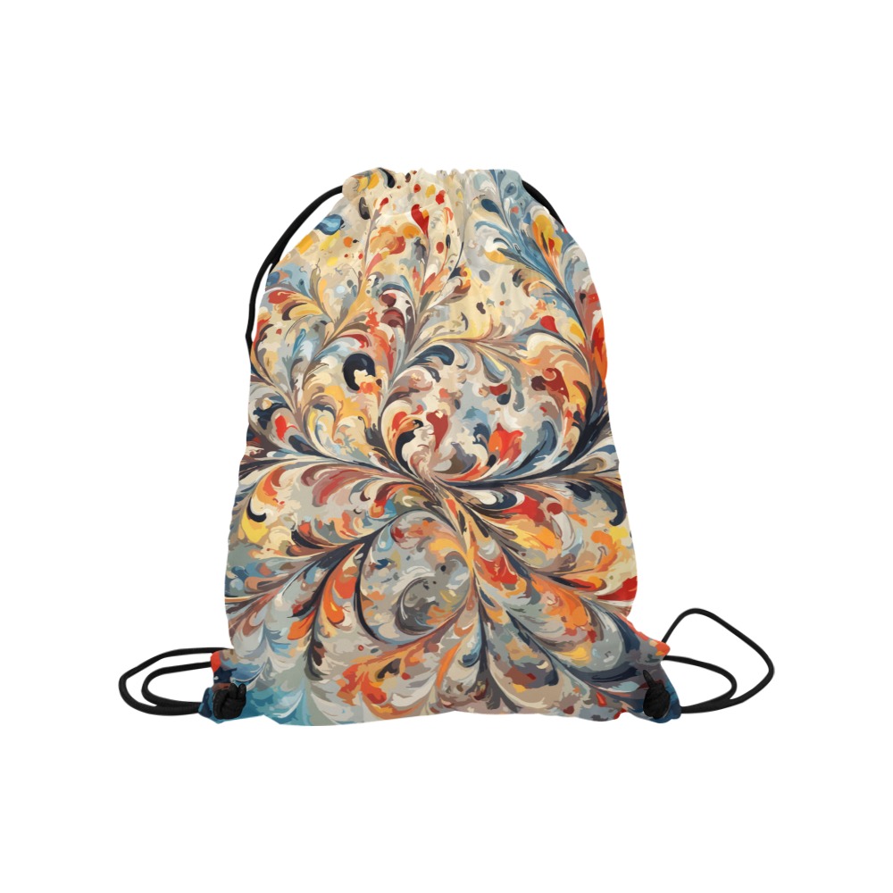 Stylish floral ornament. Beautiful colorful art Medium Drawstring Bag Model 1604 (Twin Sides) 13.8"(W) * 18.1"(H)