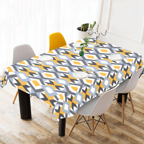 Retro Angles Abstract Geometric Pattern Cotton Linen Tablecloth 60"x120"
