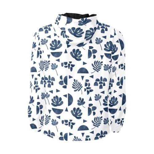 Simple_Indigo_Nature_Shapes All Over Print Quilted Windbreaker for Men (Model H35)