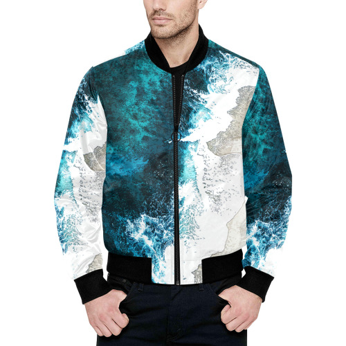 Ocean And Beach All Over Print Quilted Bomber Jacket for Men (Model H33)