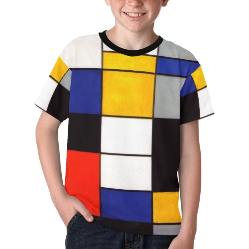 Composition A by Piet Mondrian Kids' All Over Print T-shirt (Model T65)