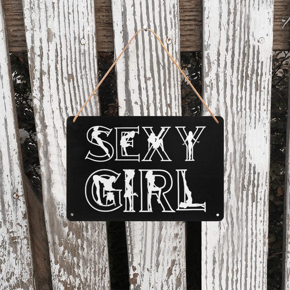 Sexy girl cool white text and women silhouettes. Metal Tin Sign 12"x8"