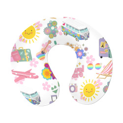 Hippie Summer Holiday Travel Vacation Artwork Design U-Shape Travel Pillow