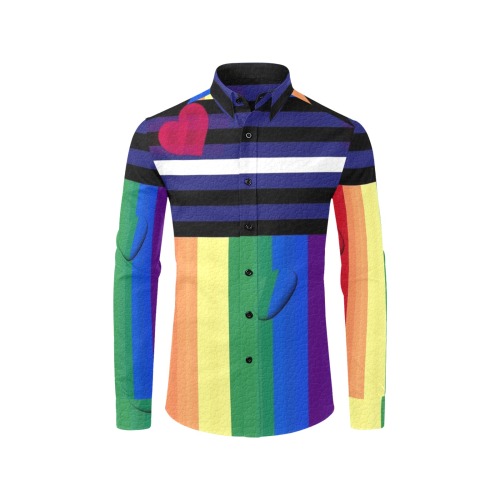 Leather Pride Flag Pop Art by Nico Bielow Men's All Over Print Casual Dress Shirt (Model T61)