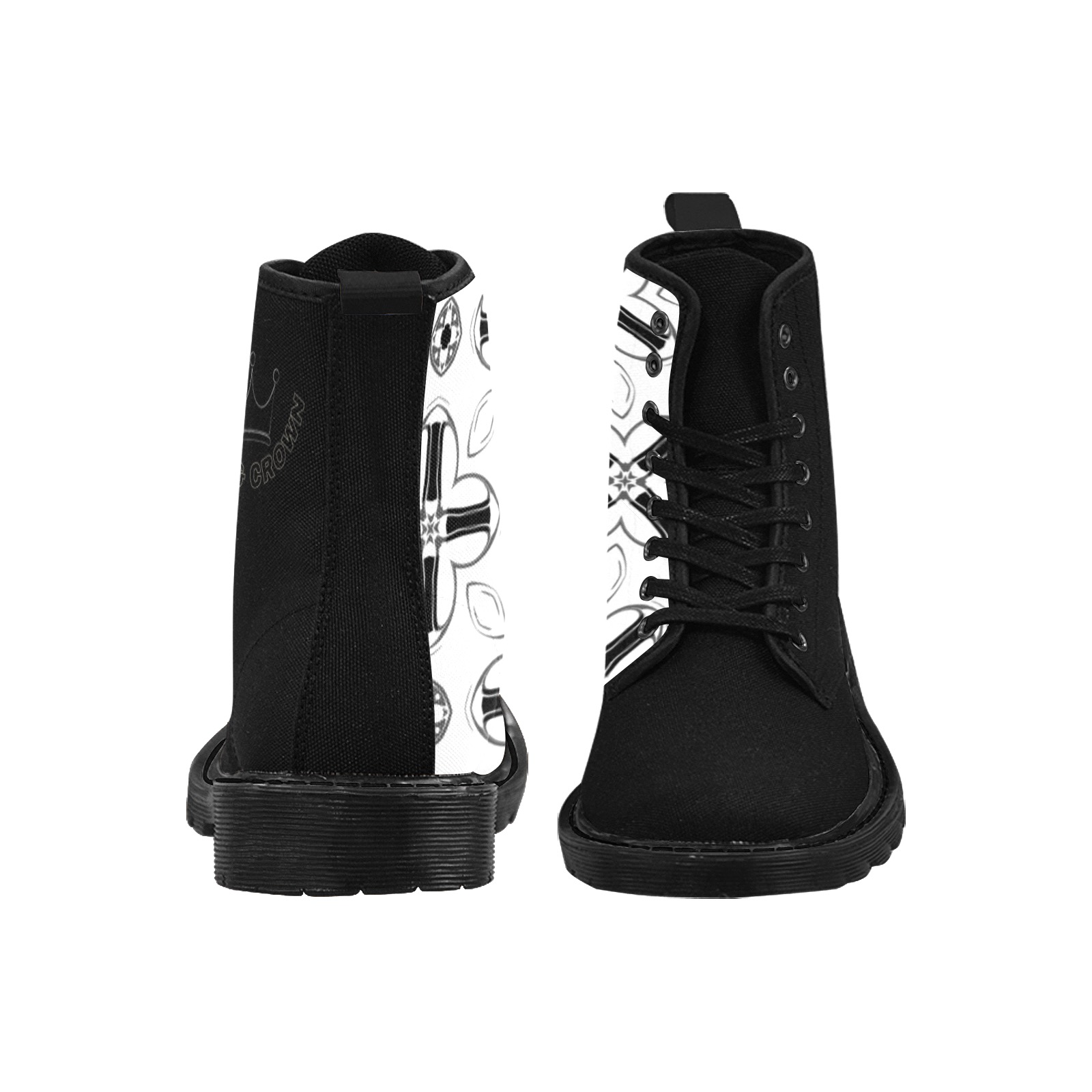 Jaxs n crown print Martin Boots for Men (Black) (Model 1203H)