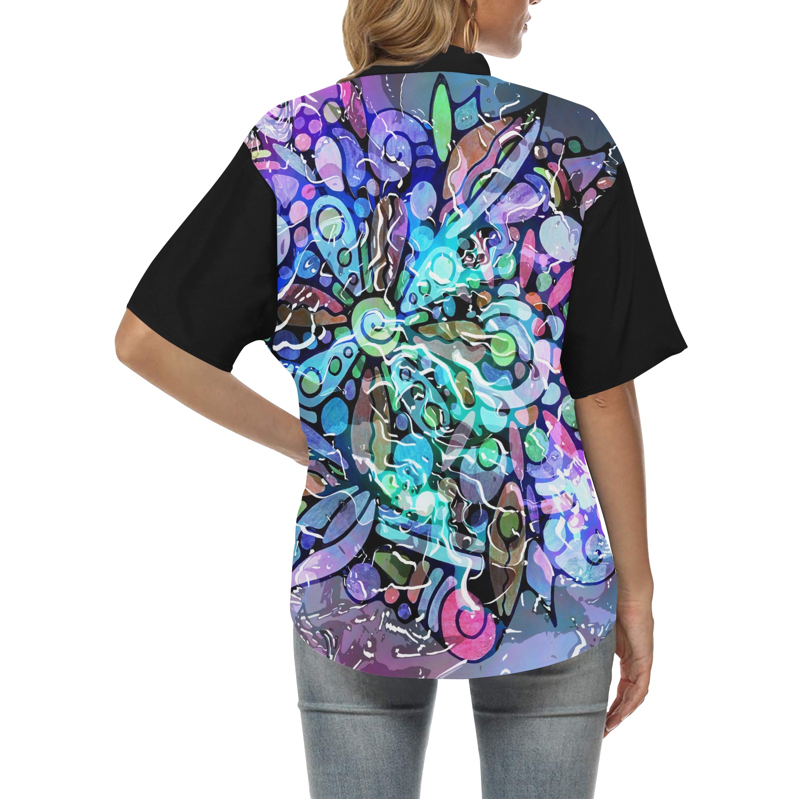 Abstract NEURO ART 1 All Over Print Hawaiian Shirt for Women (Model T58)
