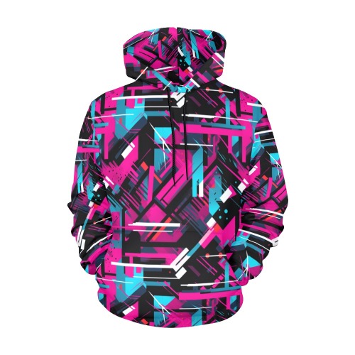 Retro Neon Geometry Hoodie All Over Print Hoodie for Men (USA Size) (Model H13)