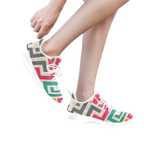 Geometric Maze Women's One-Piece Vamp Sneakers (Model 67502)