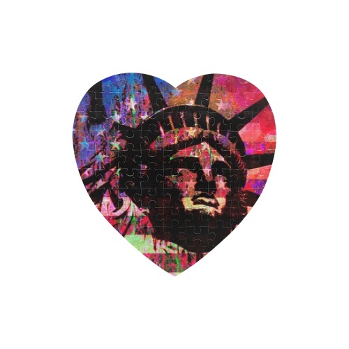 LADY LIBERTY Heart-Shaped Jigsaw Puzzle (Set of 75 Pieces)