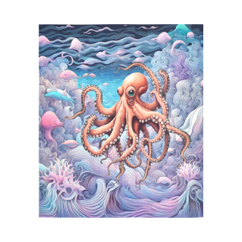 Octopus Cotton Linen Wall Tapestry 51"x 60"