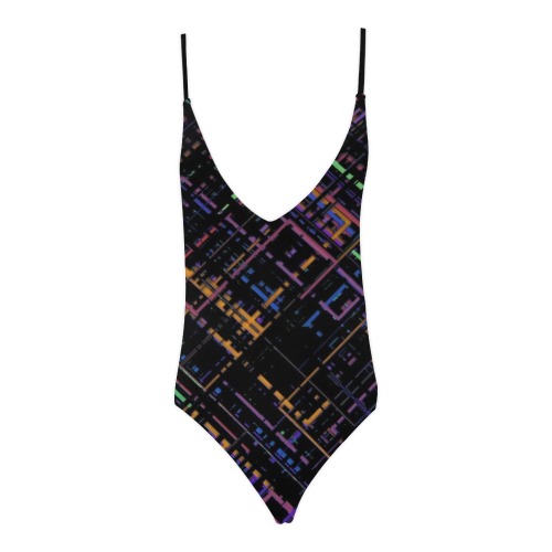 Criss-cross Pattern (Multi-colored) Sexy Lacing Backless One-Piece Swimsuit (Model S10)
