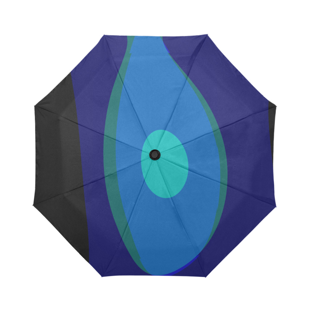 Dimensional Blue Abstract 915 Auto-Foldable Umbrella (Model U04)
