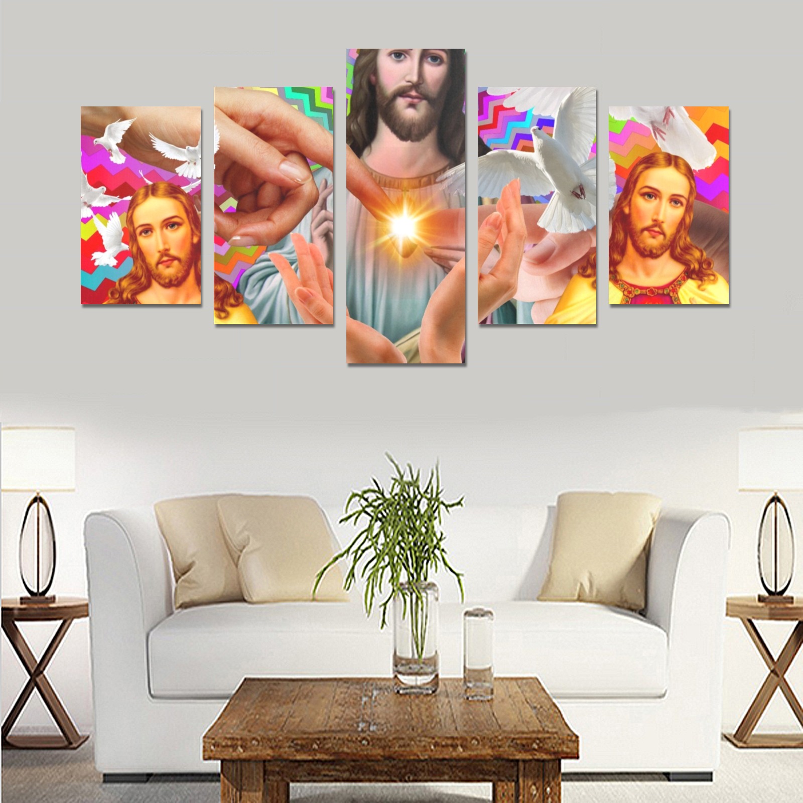 JESUS CHRIST 5 Canvas Print Sets C (No Frame)