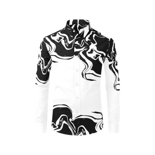 Black Swirl Therapy - black paint splatter swirl design Men's All Over Print Casual Dress Shirt (Model T61)