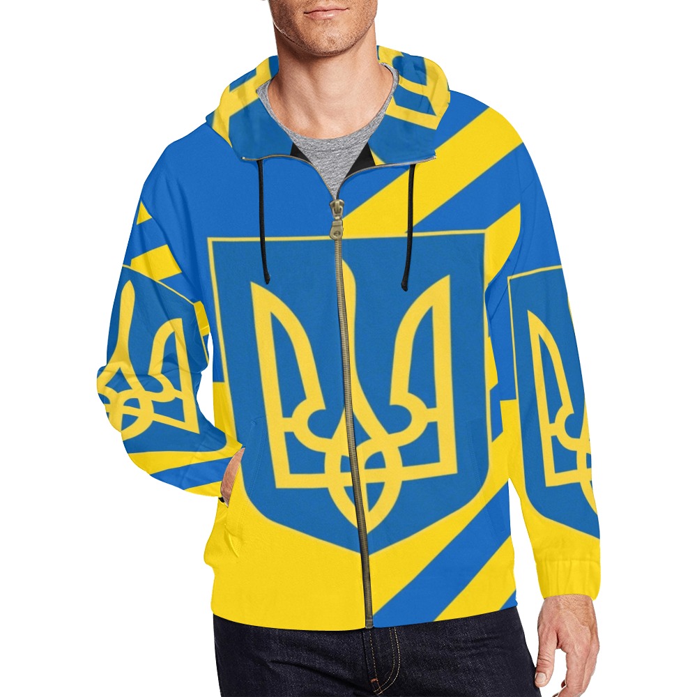UKRAINE All Over Print Full Zip Hoodie for Men (Model H14)
