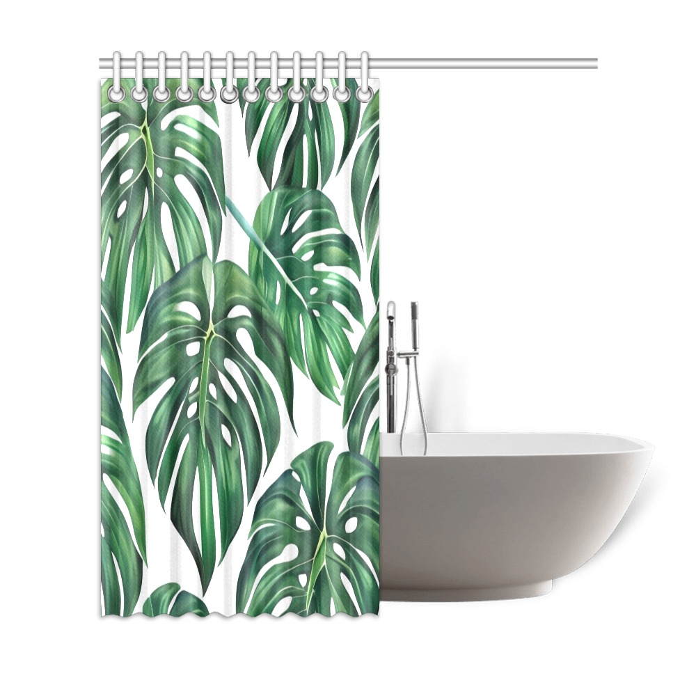 Monstera Leaves Pattern Shower Curtain 69"x72"