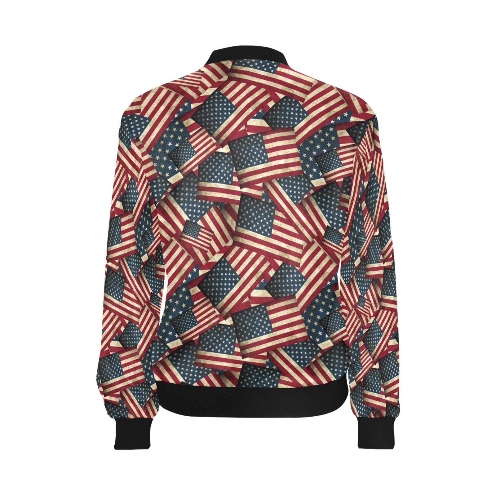 Patriotic USA American Flag Art All Over Print Bomber Jacket for Women (Model H36)