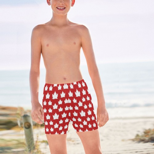 Cute Kid's Canada Swim Shorts Big Boys' Swimming Trunks (Model L57)
