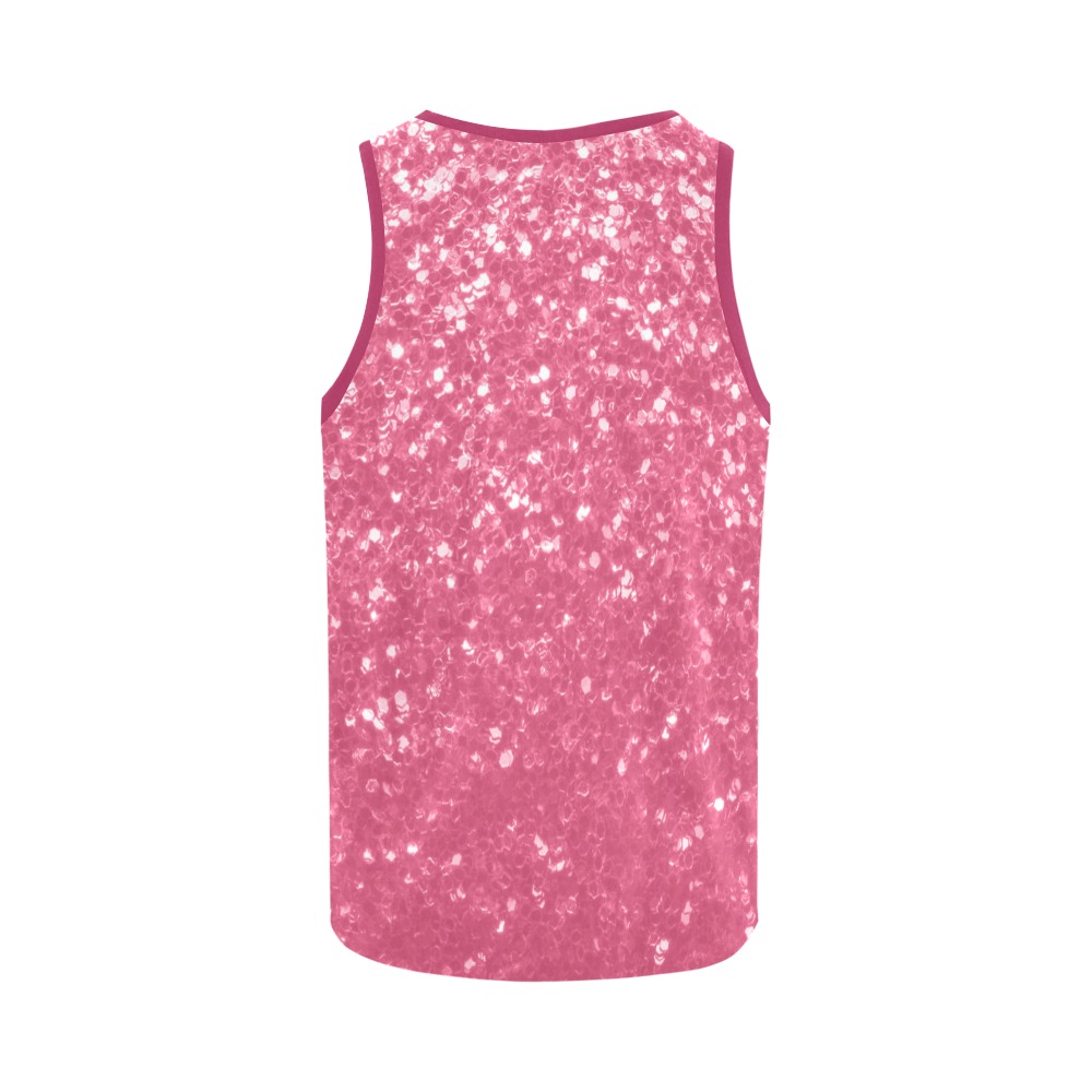 Magenta light pink red faux sparkles glitter All Over Print Tank Top for Women (Model T43)