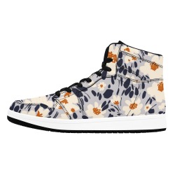 BW tropical floral Men's High Top Sneakers (Model 20042)