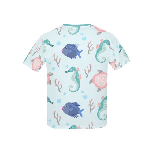 Fish, Seahorses and Turtles - Sealife. For kids Kids' All Over Print T-shirt (USA Size) (Model T40)