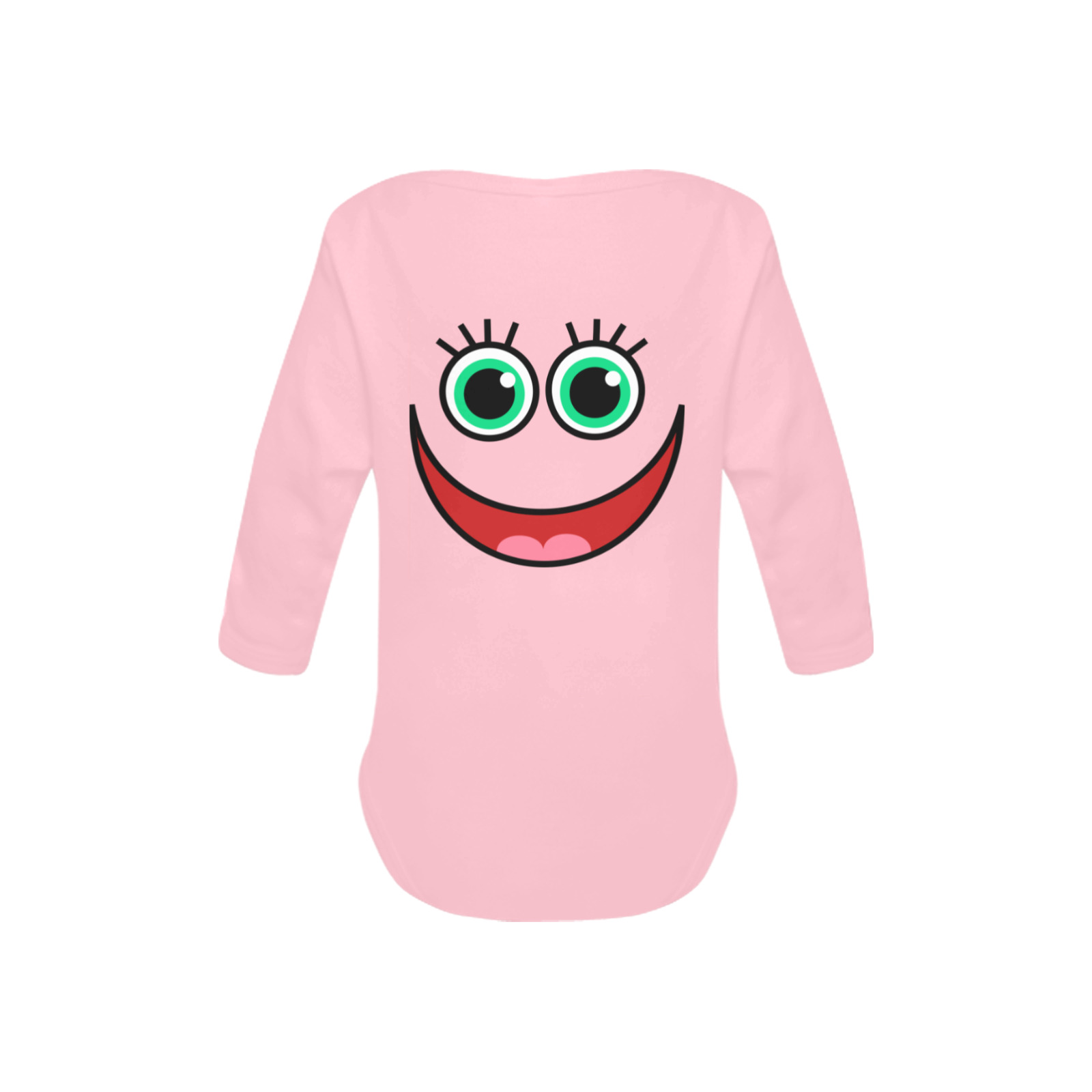 Don’t Worry Be Happy Cartoon Face Baby Powder Organic Long Sleeve One Piece (Model T27)