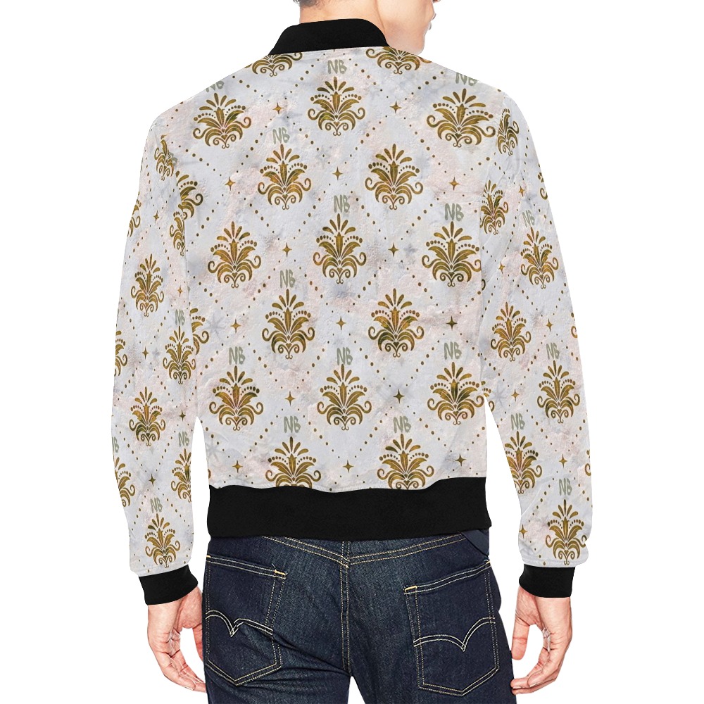 Gold Royal Pattern by Nico Bielow All Over Print Bomber Jacket for Men (Model H19)