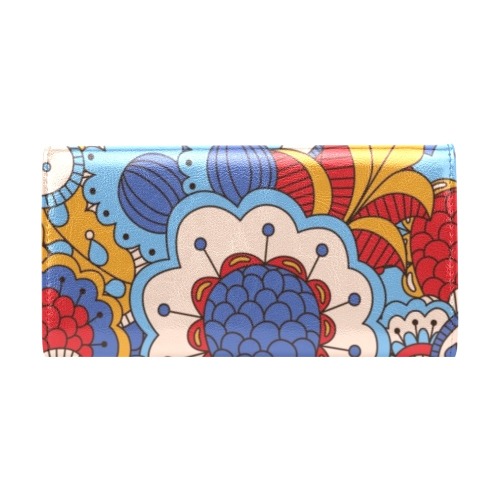 Retro Mod Abstract 60s Style Floral Women's Flap Wallet (Model 1707)