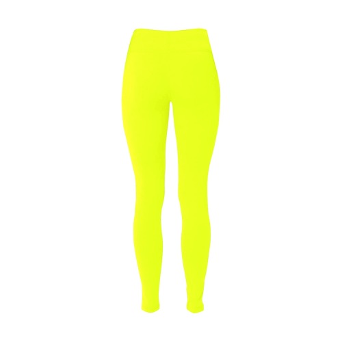 Waterbug Gym Fit Chartreuse Yellow Women's Big Size Workout Leggings (Model L43)