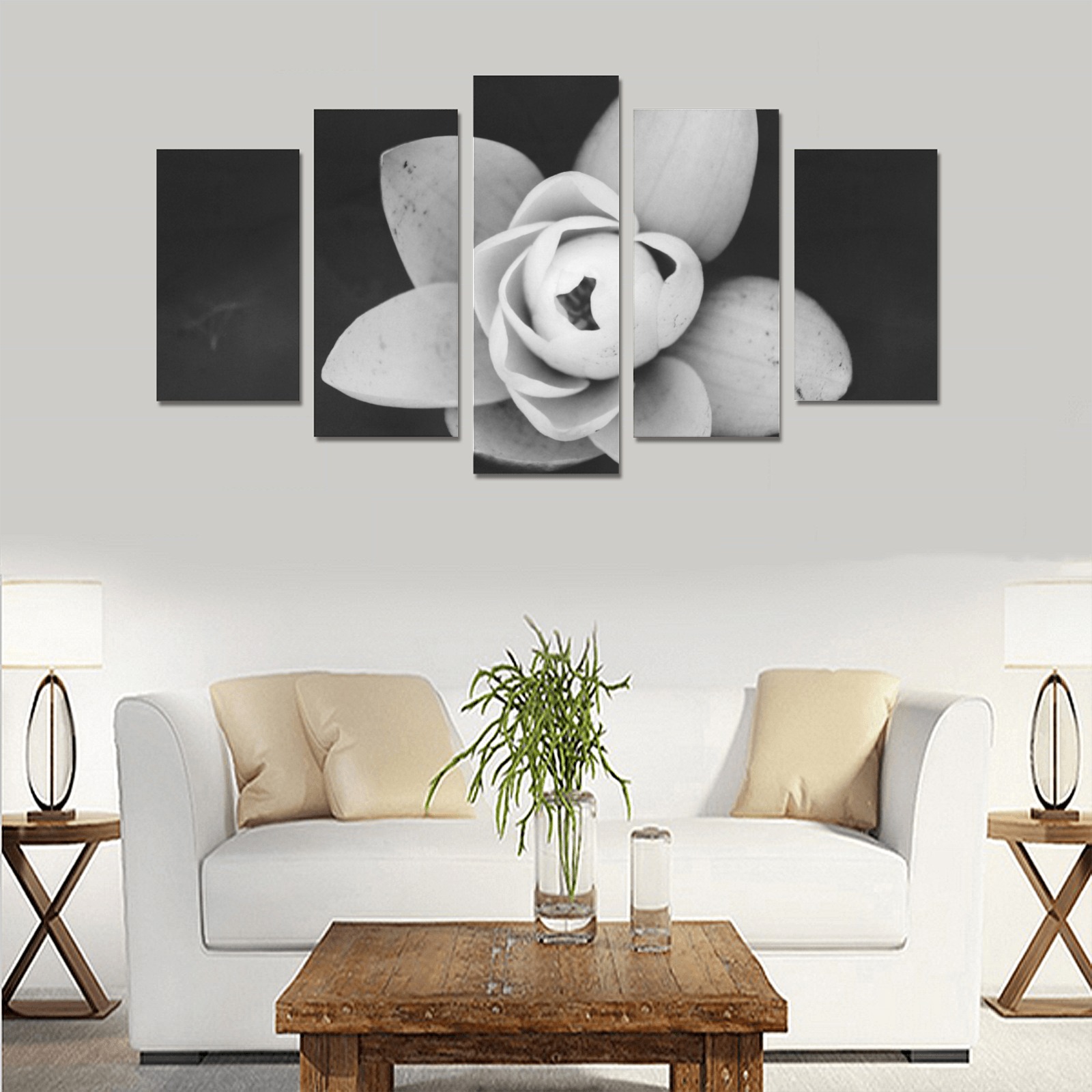 Extreme Closeup White Flower Photograph Canvas Print Sets A (No Frame)