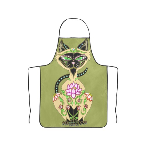 Siamese Cat Sugar Skull Women's Overlock Apron