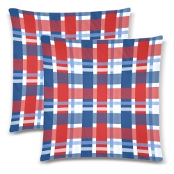 Patriotic Plaid Seamless Pattern 1 Custom Zippered Pillow Cases 18"x 18" (Twin Sides) (Set of 2)