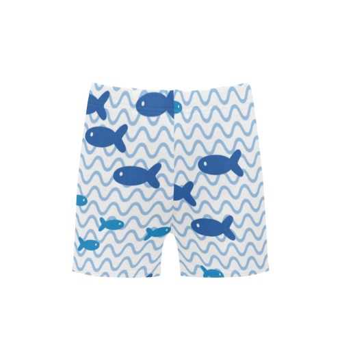 Blue fish in the sea Little Boys' Swimming Trunks (Model L57)