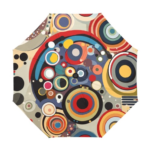 Fantastic colorful rings, dots abstract art. Anti-UV Auto-Foldable Umbrella (U09)