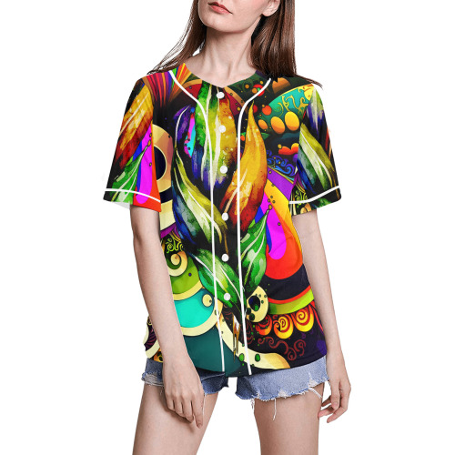 Mardi Gras Colorful New Orleans All Over Print Baseball Jersey for Women (Model T50)