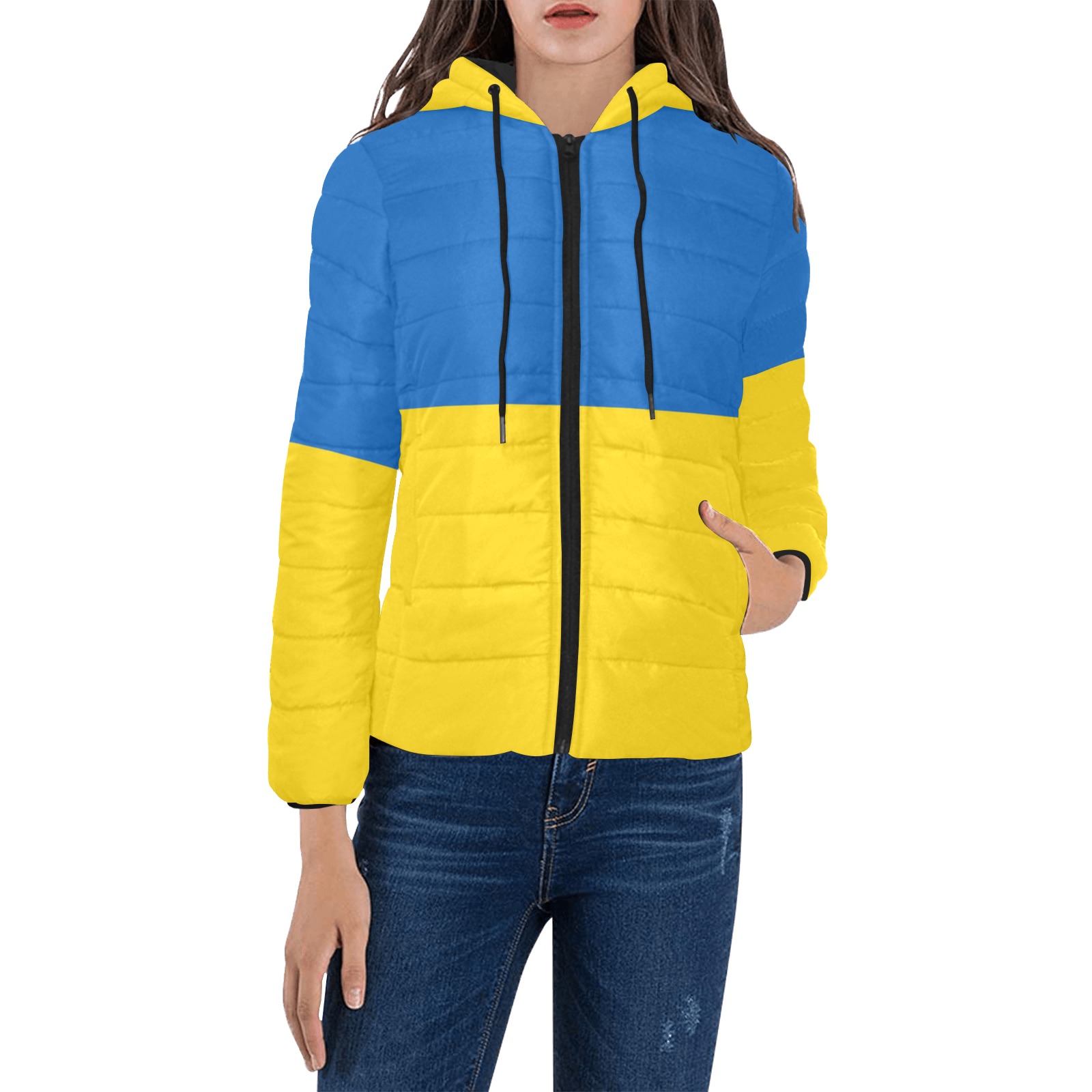 UKRAINE Women's Padded Hooded Jacket (Model H46)