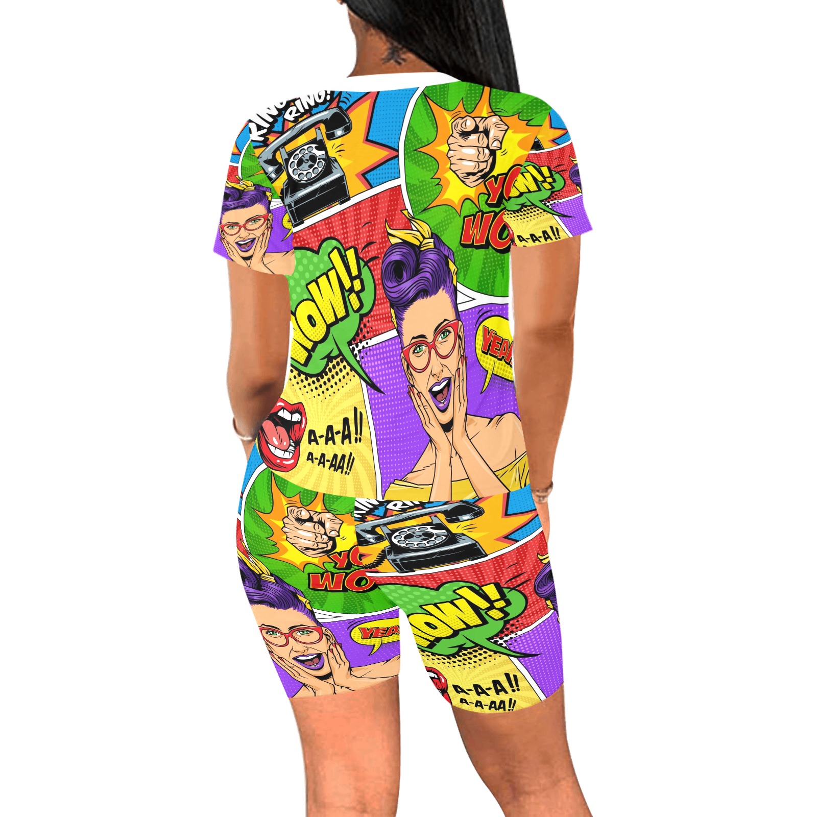 Comic bright strips with explosive Collectable Fly Women's Short Yoga Set