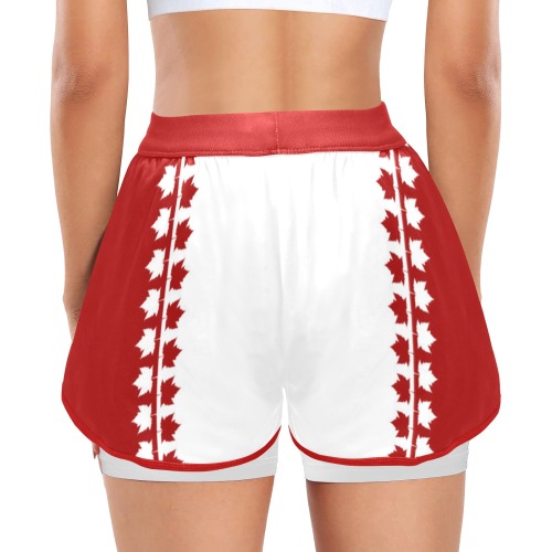 Women's Classic Canada Sports Shorts Women's Sports Shorts with Compression Liner (Model L63)