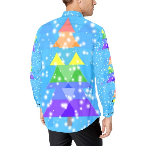 Rainbow Christmas by Nico Bielow Men's All Over Print Casual Dress Shirt (Model T61)