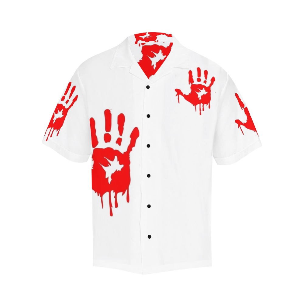 hand print Hawaiian Shirt (Model T58)