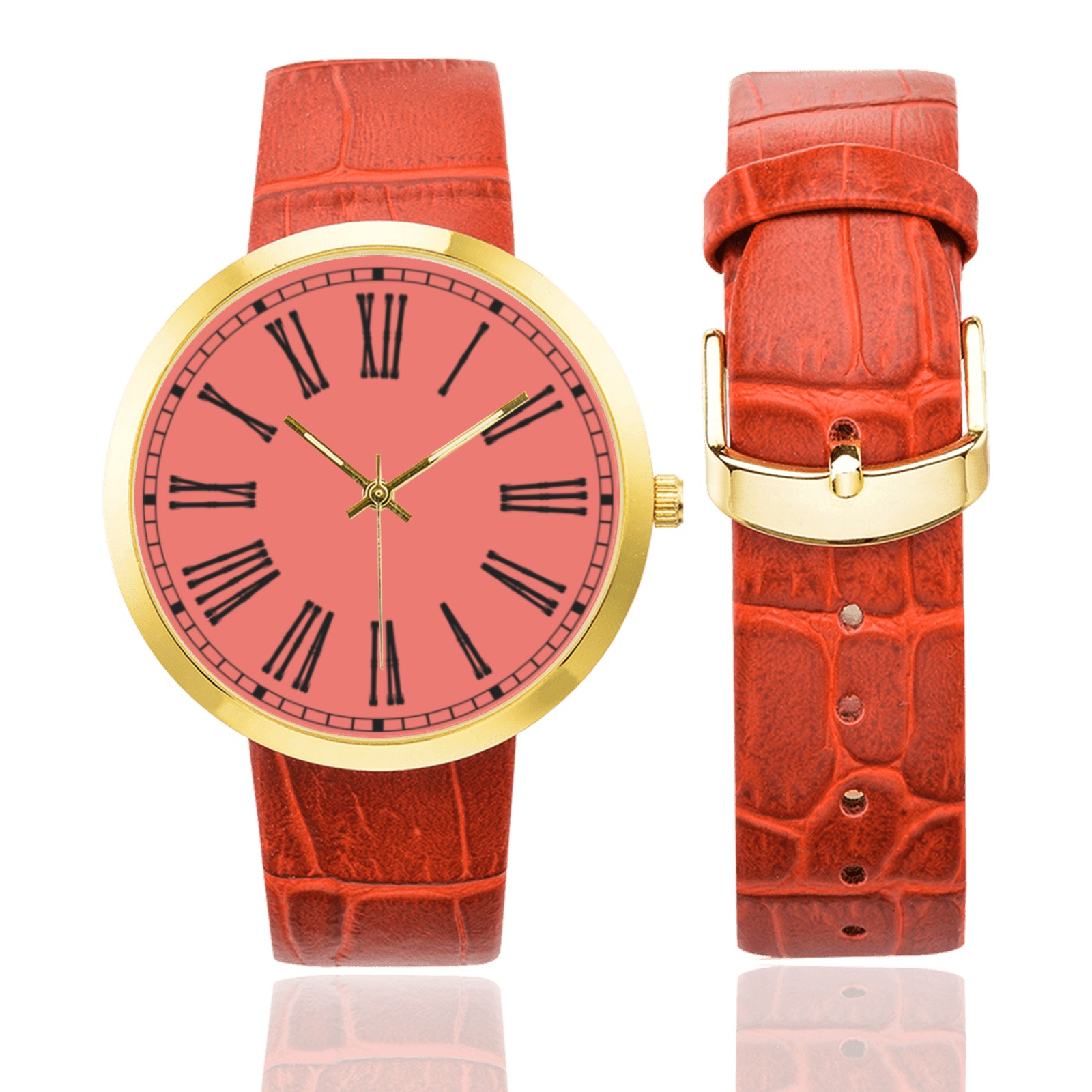 ELEGANCIA Women's Golden Leather Strap Watch(Model 212)