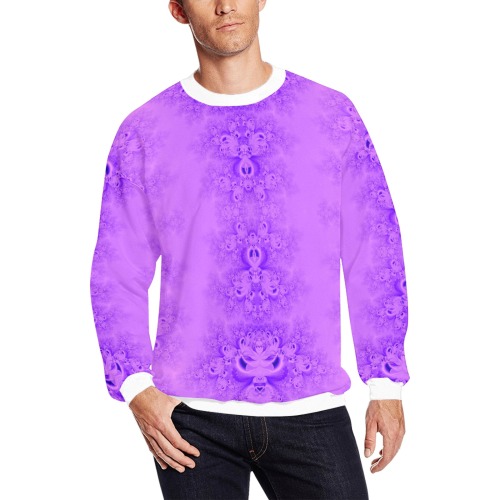 Purple Lilacs Frost Fractal All Over Print Crewneck Sweatshirt for Men (Model H18)