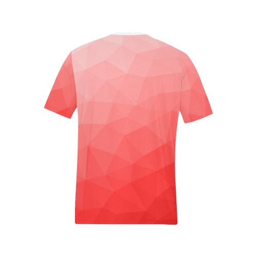 Red gradient geometric mesh pattern Men's All Over Print T-Shirt (Solid Color Neck) (Model T63)