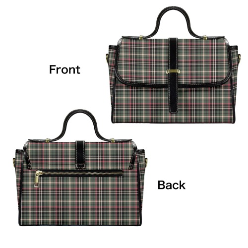 Classic Plaid Multi-Function Leather Satchel-Black (Model 1739)