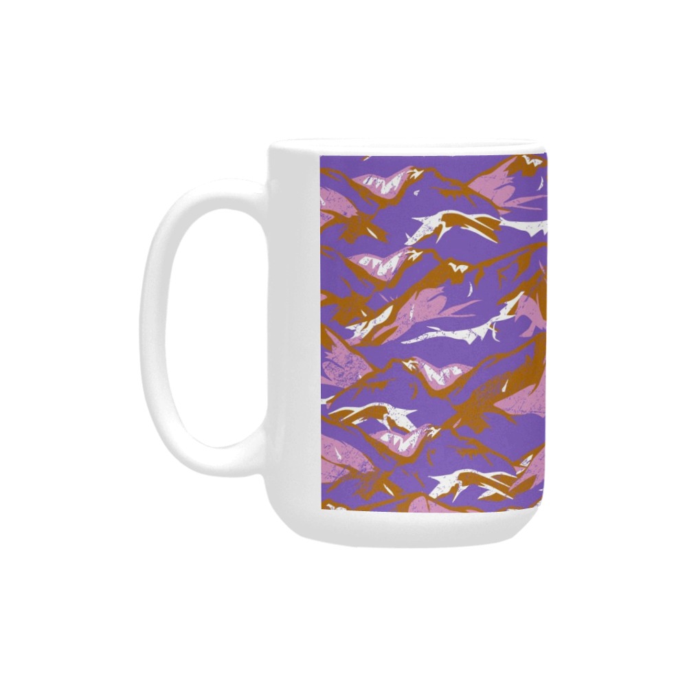Modern lavender mountain camo Custom Ceramic Mug (15OZ)