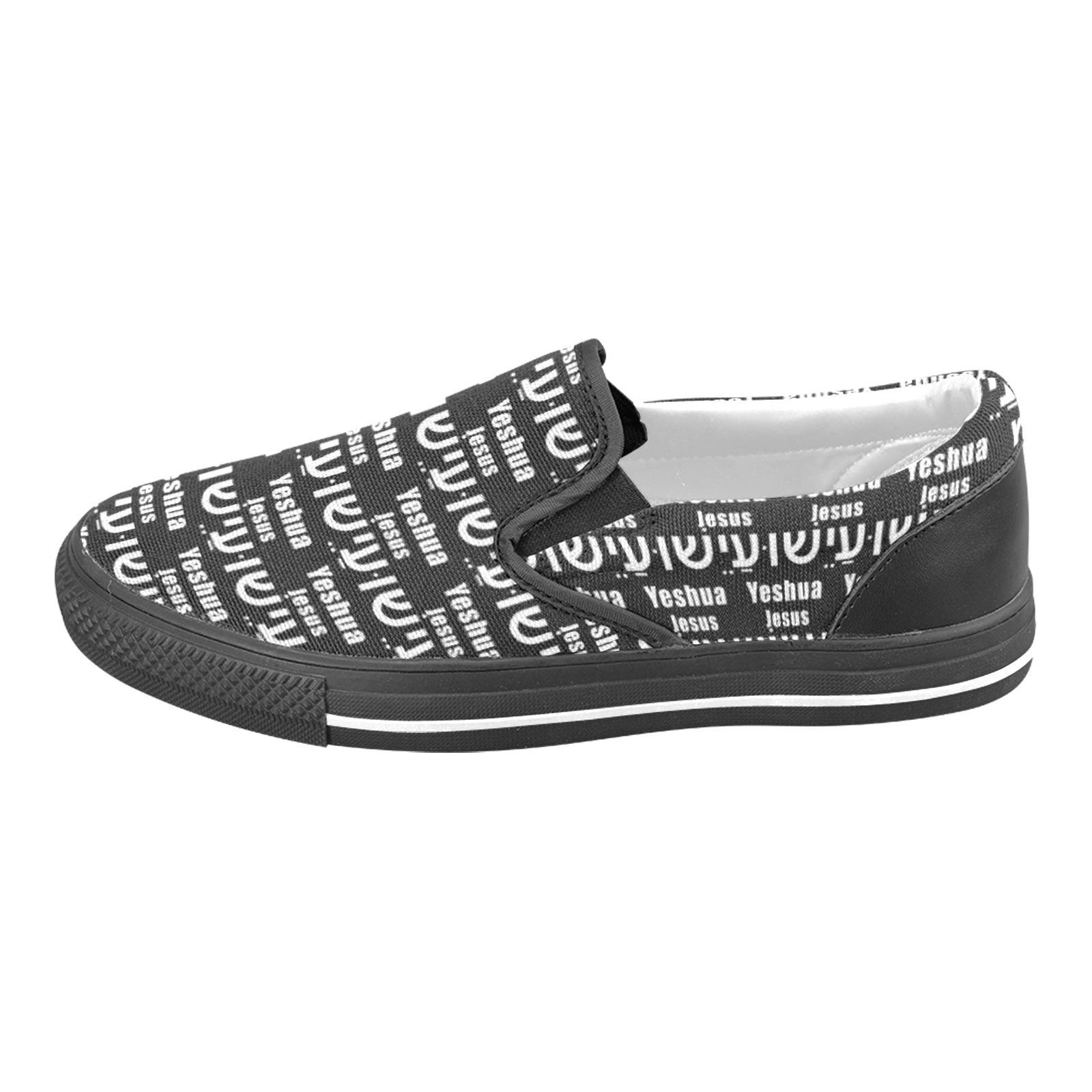 Yeshua Boys White letter kids shoes Slip-on Canvas Shoes for Kid (Model 019)